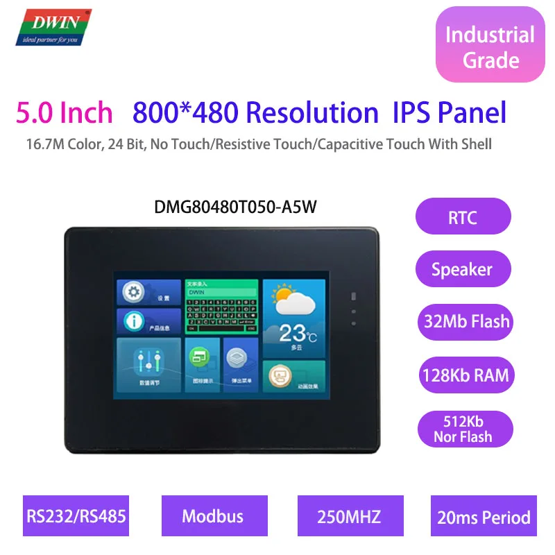 DWIN 5-дюймовый HMI Интеллектуальный UART TFT ЖК-дисплей модуль 800*480 промышленный для