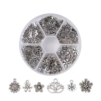 

1Box/135pcs Tibetan Style Alloy Flower Pendants