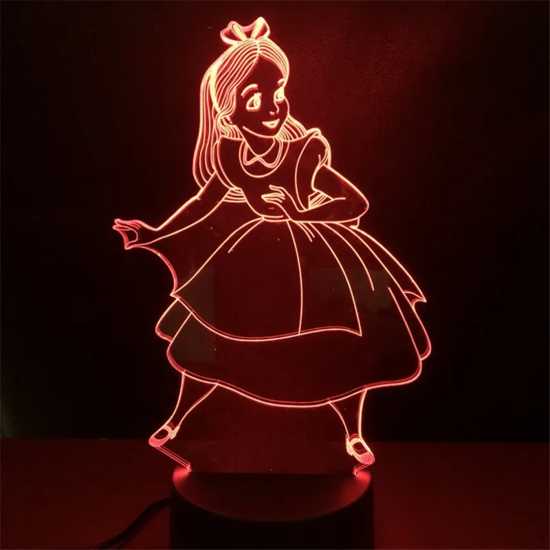 Светодиодная Ночная лампа Disney Princess Alice для детей декоративный светодиодный