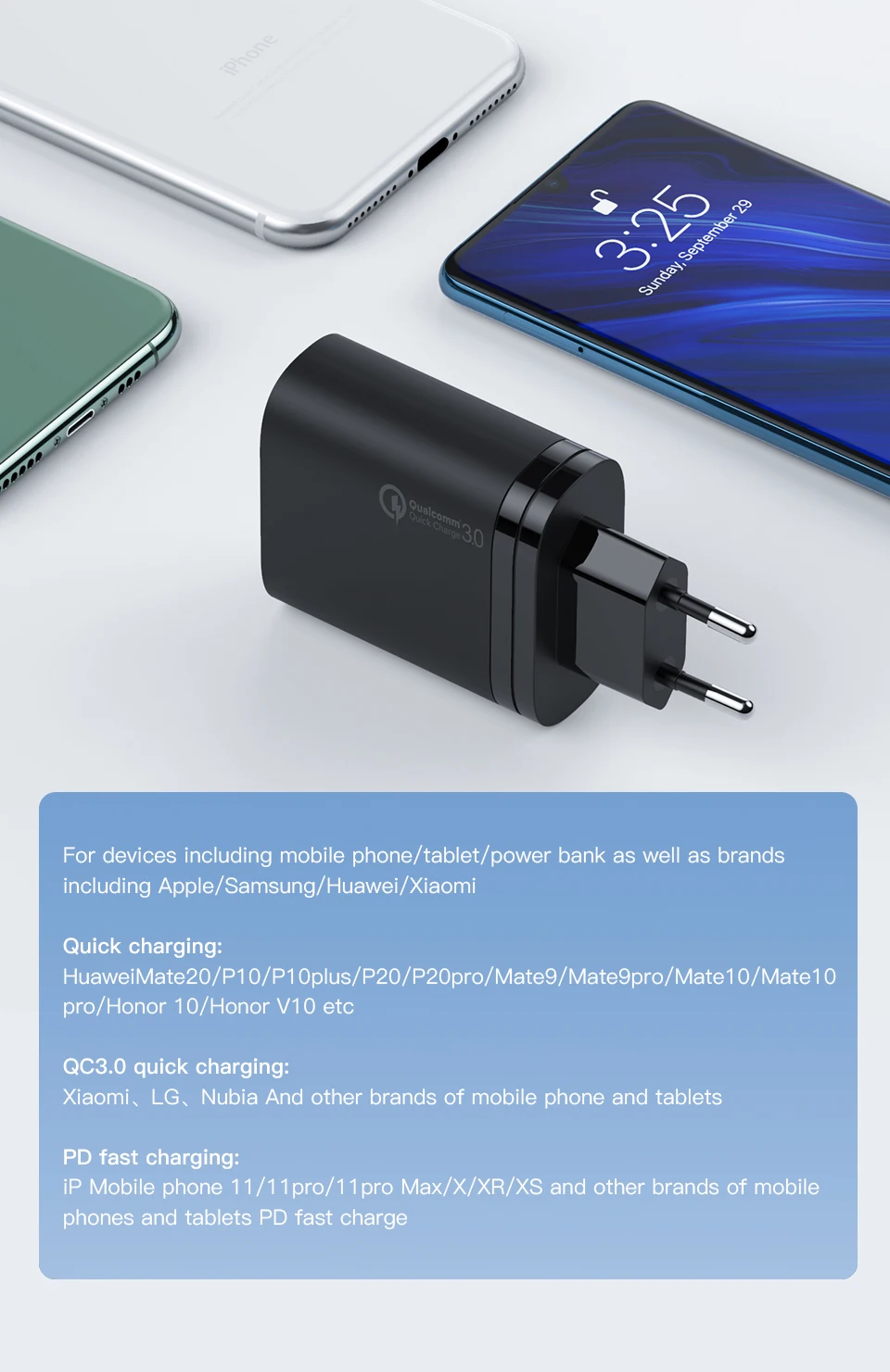 KUULAA Quick Charge 4,0 3,0 PD 3,0 36 Вт USB зарядное устройство быстрое зарядное устройство US EU переходник супер зарядное устройство для iPhone Xiaomi Mi huawei