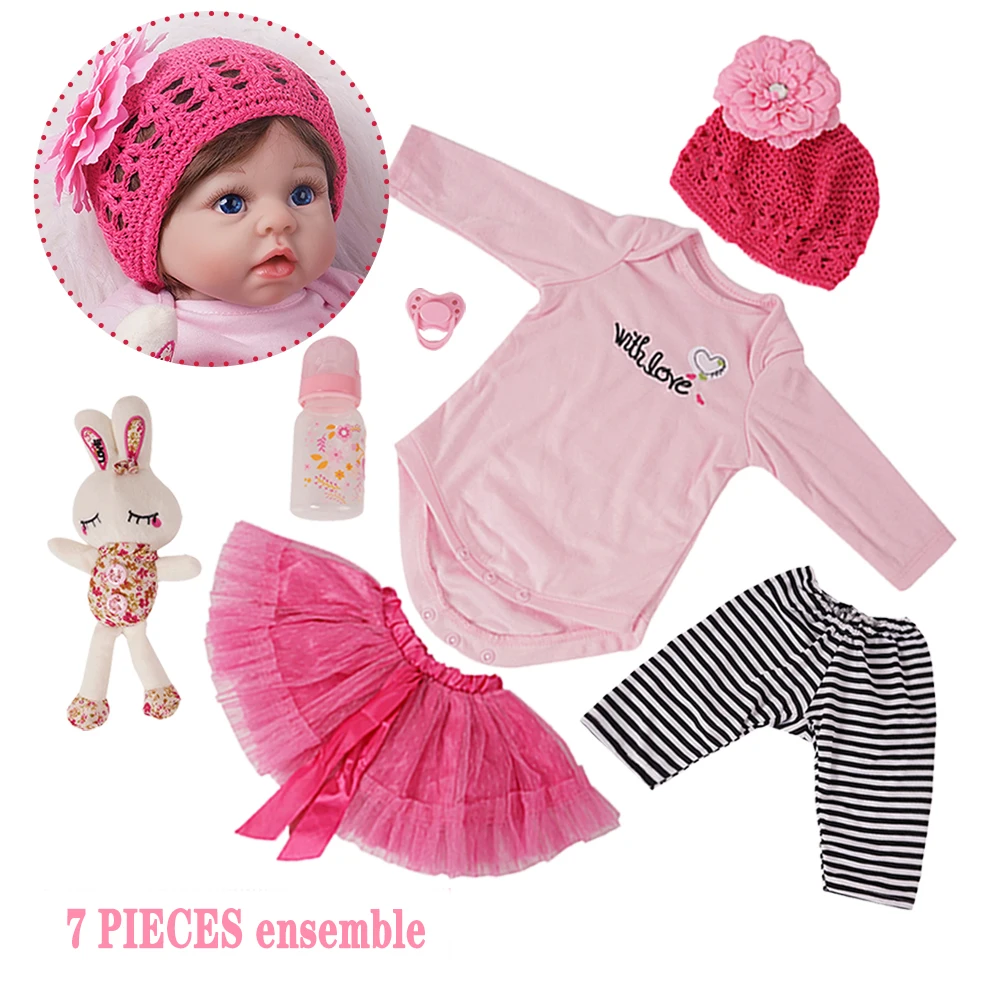55 см Reborn Baby Doll девушка силиконовый винил новорожденный темно-розовое платье-пачка