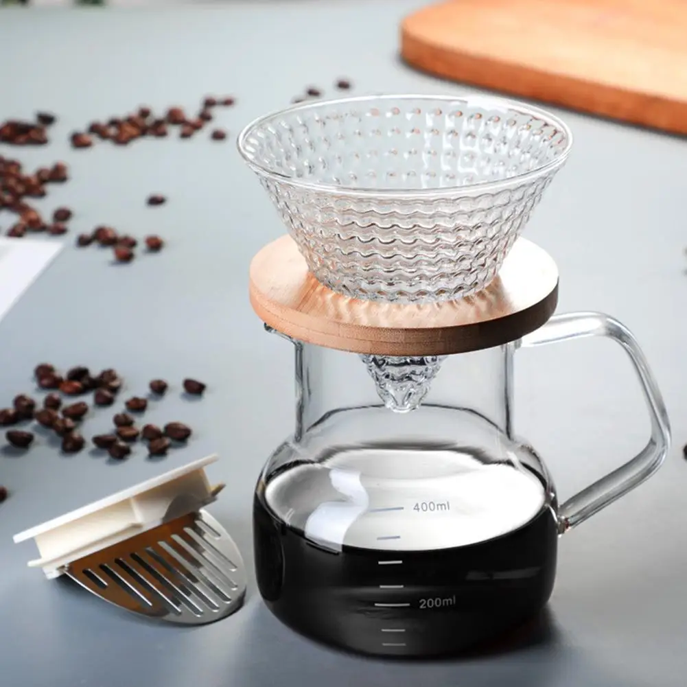 

400ML Glass Range Coffee Dripper and Pot Set with Coffee Dripper Set Glass Barista Percolator for Coffee Filtering Coffee Kettle