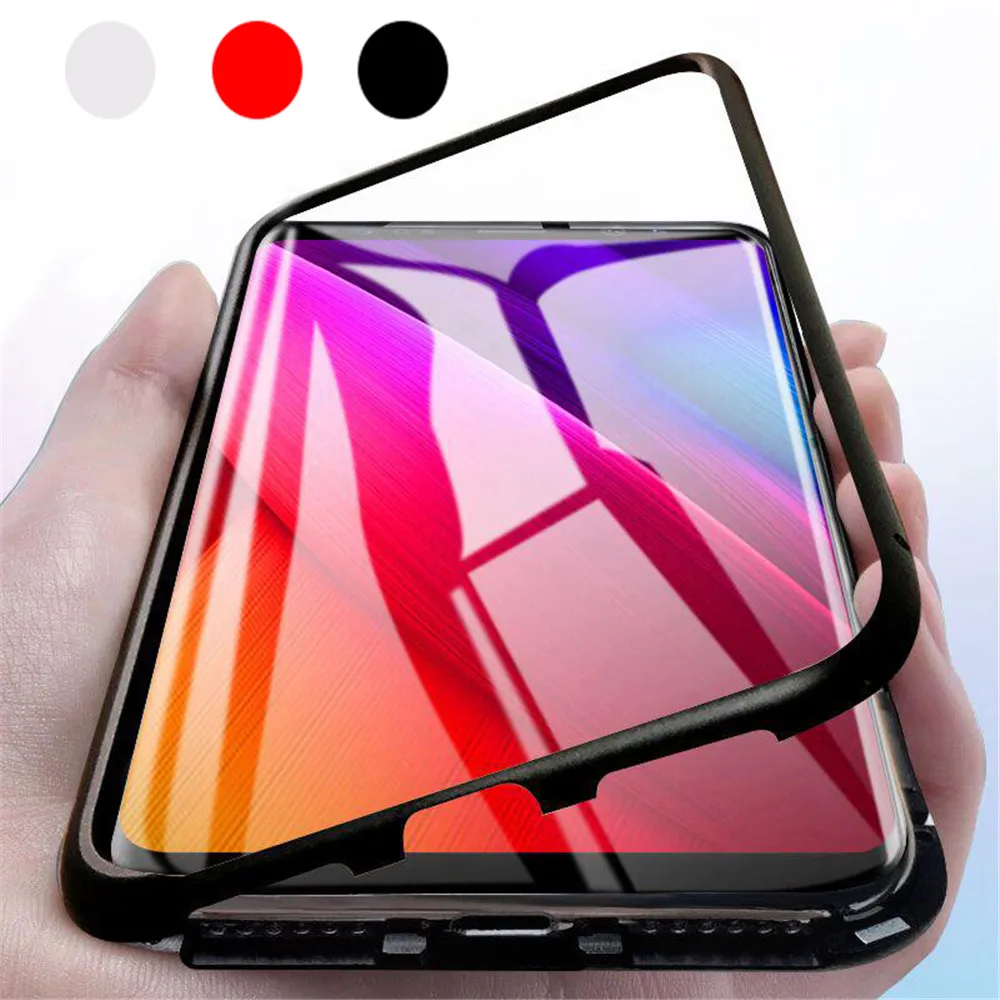 

Magnetic Adsorption Flip Case For Oneplus 7 Pro Cases Protective Trepered Glass Back Cover 1plus 7pro Pro7 Manget Coque Bumper
