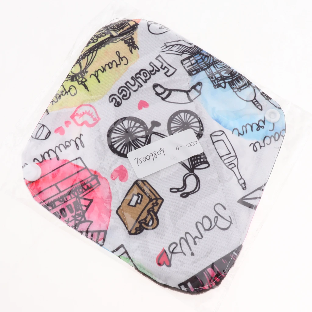 Charcoal Bamboo Fiber Washable Menstrual Sanitary Maternity Pad for Female Bamboo Charcoal Cloth Sanitary Pad Reusable Panty Pad