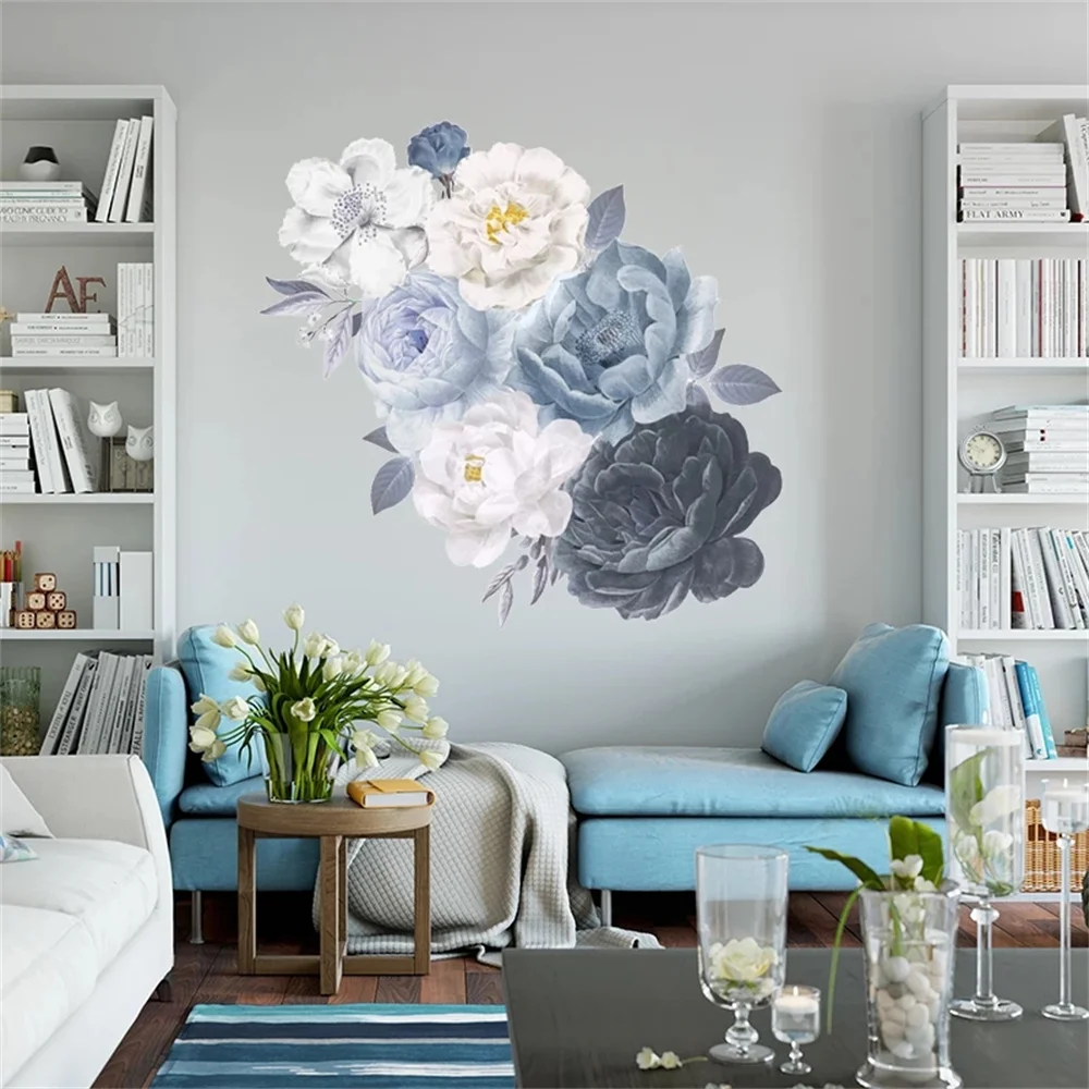 

Watercolor Peony Flower Wall Stickers for Living room Bedroom Reading room Background Wall Decor Vinyl Wall Decals Home Decor