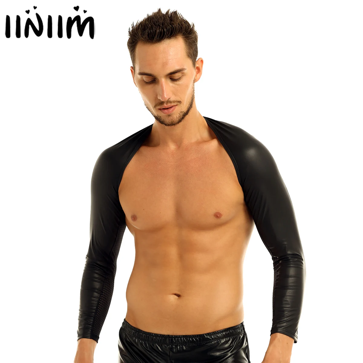 iiniim Mens Fashion Punk Style Hollow Arm Sleeves Shrug Bodybuilding T