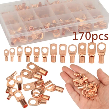 

1 Box Lug Terminal Ring Electrical Copper Cable Wire Connector Crimp SC4-25 Kit