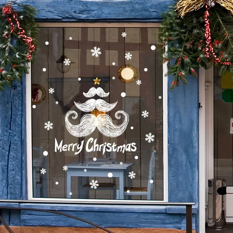 Merry Christmas Ball Elk Santa Claus Sticker Home Shopping Store Window Showcase Wall Xmas Decoration | Дом и сад