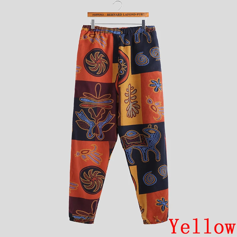 INCERUN мужские шаровары с принтом в стиле хип-хоп Ретро свободные Pantalon Hombre Джоггеры в этническом стиле с заниженным шаговым швом повседневные штаны Для мужчин Уличная