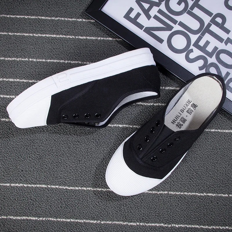 

2019 Spring And Summer New Style Canvas Shoes Women's STUDENT'S Shoes Stylish One-on Loafers Versatile Students White Shoes