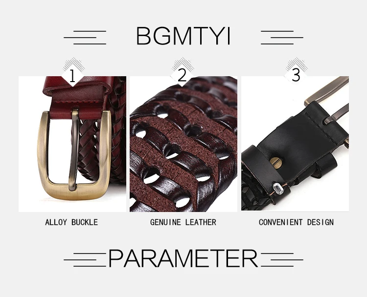 mens dress belts Men Genuine Leather Braided Belts Webbing High Quality Hand Vintage Belts for Men Gold Pin Buckle Casual for Jeans Strap HQ212 formal belt for men