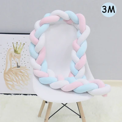 3M Blue Pink White 1 м/2 м/3 м 3 Плетеный бампер для детской кровати, Рождественский бампер для детской комнаты, декоративные бамперы для детской кроватки, декор для детской комнаты - Цвет: 3M Blue Pink White