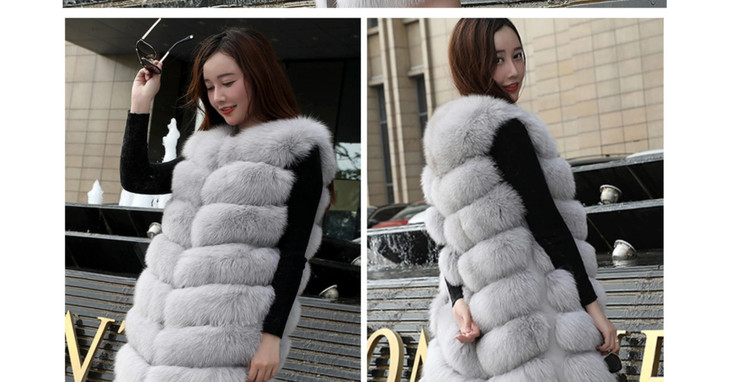 Cheap Real Fur Vests Long Winter Women Fur Vest Female Sleeveless Genuine Fur Vest Ladies Fashion Luxury Slim Warm High Quality 2019 47