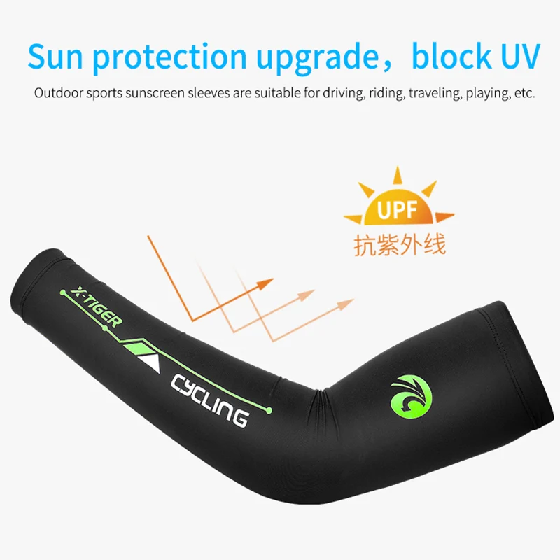 Sun Protection Arm Sleeves X-TIGER Cycling Arm Sleeve Breathable Quick Dry UV Protection Running Ice Fabric Arm Sleeves Fitness Basketball Sunscreen Bands