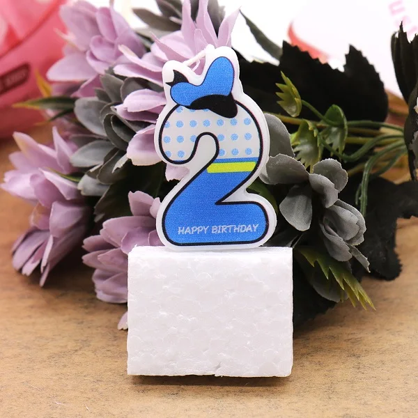 New Birthday Number Candles Cartoon Pink minnie Candle Cake Cupcake Topper Party Birthday Cake Candle Party Decoration Supply - Цвет: blue 2