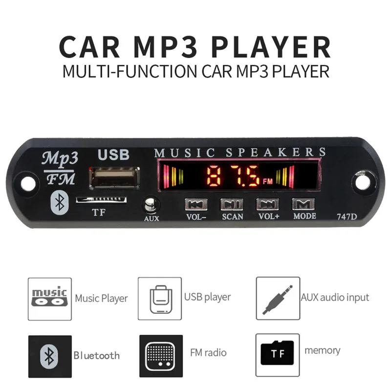 

KEBIDU 5V 12V Bluetooth MP3 Decoder Board FM Radio TF USB 3.5 mm AUX Module Bluetooth Receiver Car kit Audio for IPhone 8 XS