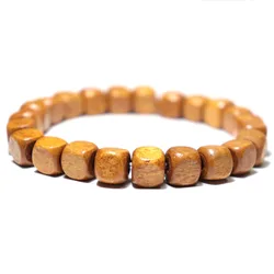 Stylish Minimalist Geometric Wooden Bracelet - Unisex Yoga Meditation Jewelry (Cube)