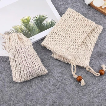 

Soap Bags Drawstring Natural Sisal Soap Bag Sack Holder Mesh Exfoliating With Drawstring For Bathing Washing Hands Tools