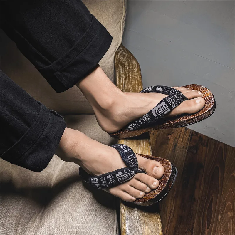Clogs Men's Slippers Japanese Style Wooden Shoes Handmade Chinese Home Summer Sandals Flip Flops Women | Обувь