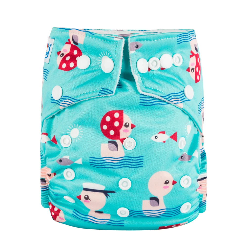 Babyland My pick/новые детские тканевые подгузники с принтами, 1 шт., детские подгузники, штаны для маленьких и больших детей, водонепроницаемые регулируемые детские подгузники, распродажа - Цвет: Небесно-голубой