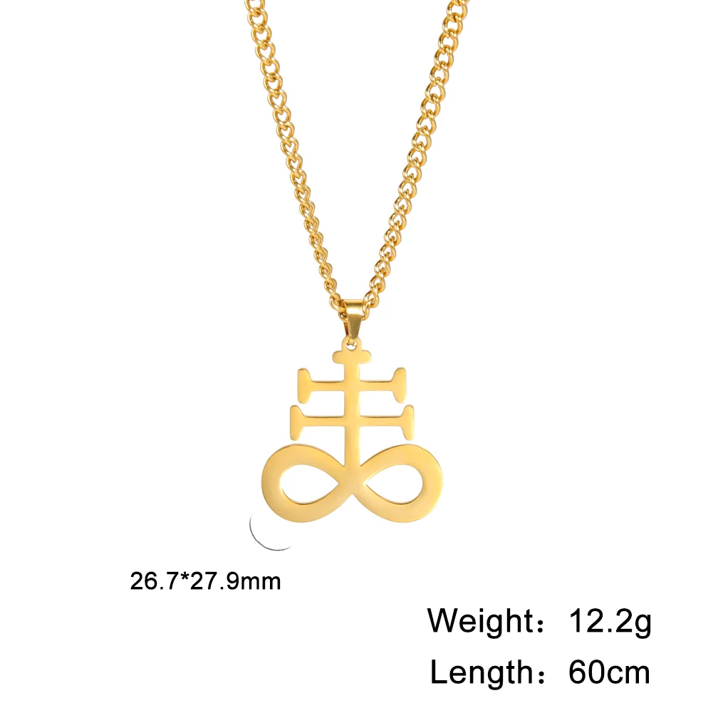 Oidea Collana Uomo Con Ciondolo Croce Del Leviatano E Croce Rovesciata - Gioiello In Acciaio Inossidabile, Simbolo Satanico E Amuleto Wiccan, Regalo Originale - 2