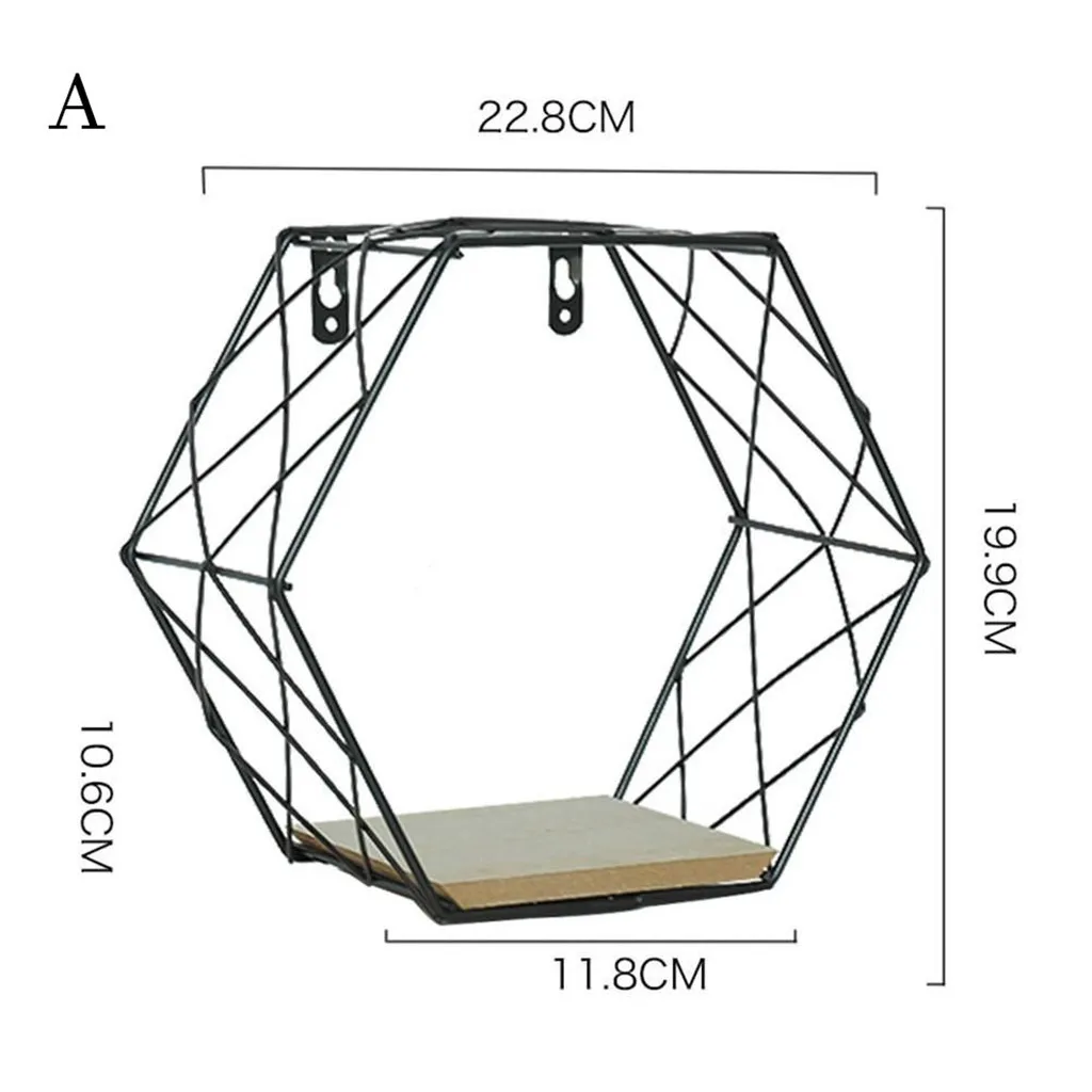 Железная шестиугольная сетка настенная полка комбинированная подвесная геометрическая фигура украшение может украшение дома YXD