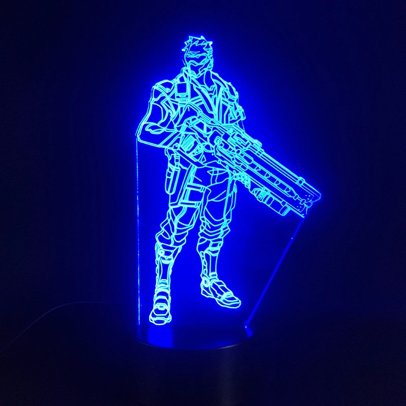 3D лампа Overwatch Lucio Reinhardt Hanzo Genji сенсорный сенсор 7 цветов с пультом дистанционного управления для рождественского подарка СВЕТОДИОДНЫЙ Ночник светильник