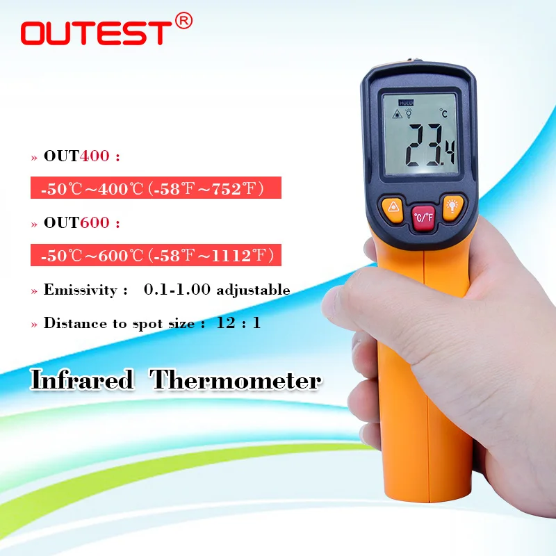 Цифровой термометр UT400/UT600 Бесконтактный температурный тестер-50~ 400C/600C VS GM320 температурный пирометр ИК лазерный точечный пистолет