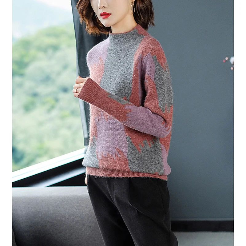 Knitted Sweater Women 2019 New Women's Autumn Winter Loose Long Sleeves Slicing Casual Turtleneck Pullover Winter Clothes Women Knitted Sweater Women 2019 New Women's Autumn Winter Loose Long Sleeves Slicing Casual Turtleneck Pullover Winter Clothes Women