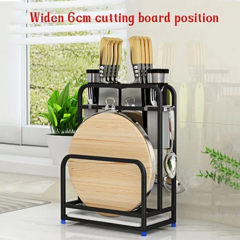 

Stainless Steel Kitchen Storage Shelf Rack Pot Lid Holder Floor Type Cutting Board Knife Utensil Holder Tableware Organizer