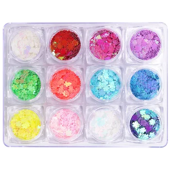 

Nail Ornament Sequin Christmas Snowflake Ultra-Thin 3 Nail Fingernail Decoration Straight Connector Paste 12 Color Nail Sequins