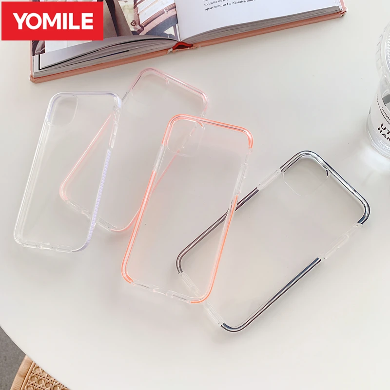 Transparent Anti-Fall Candy Color Phone case For iphone 11 Pro Max XS SE 2 2020 7 8 Plus XR 6 6S Fresh Clear Cover | Мобильные