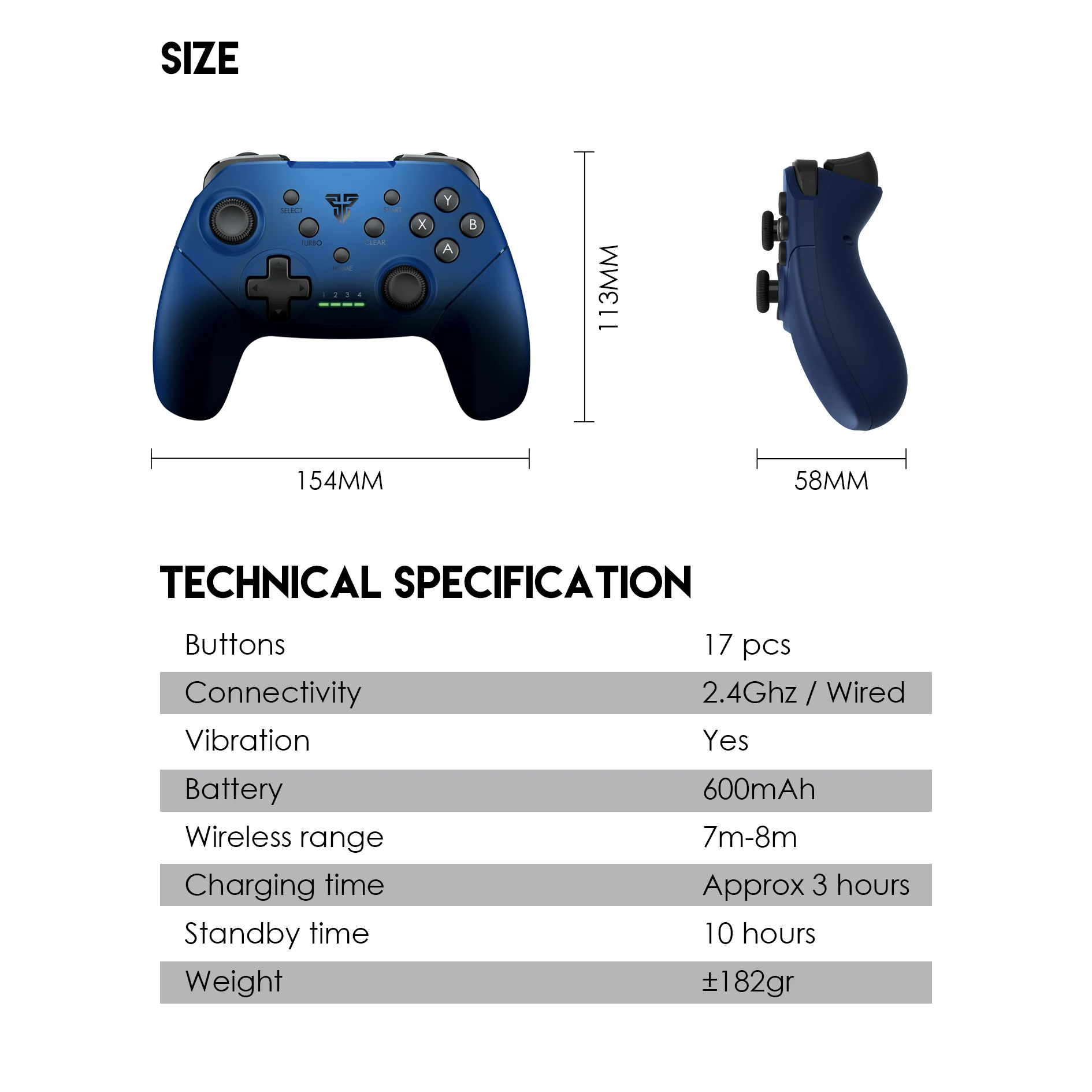 FANTECH WGP13 Wireless Gamepad Game Controller For Windows PC,PS3, Android Joystick With Turbo Vibration