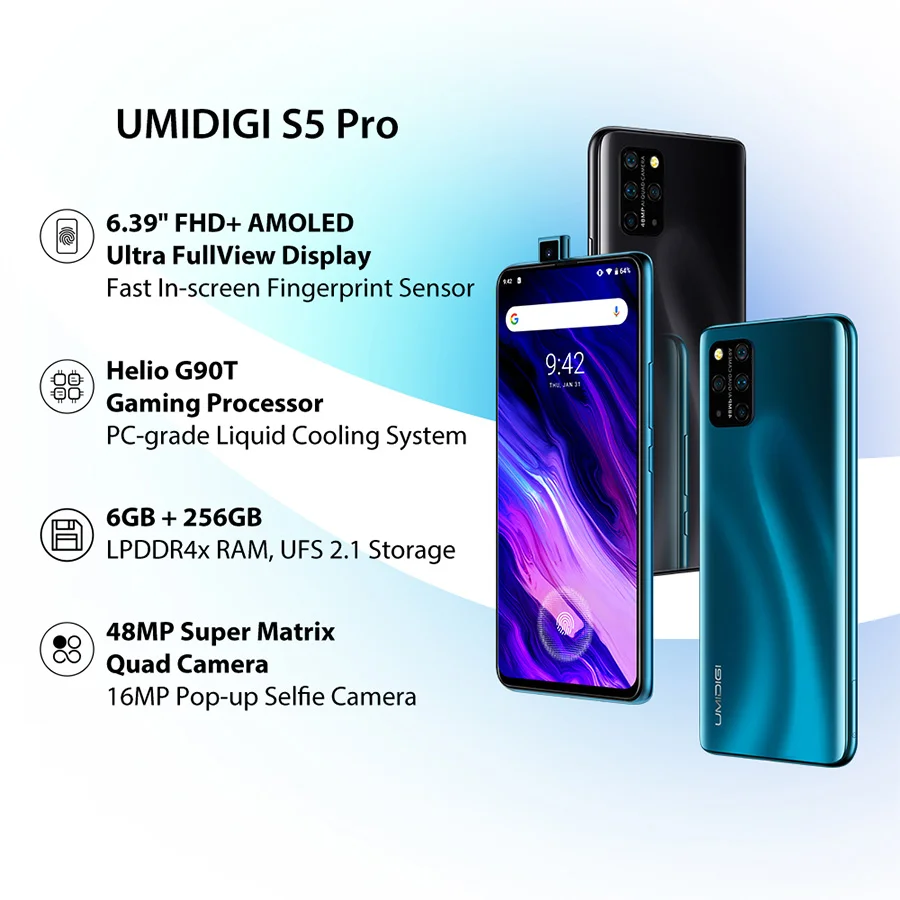 UMIDIGI S5 Pro 6 39 ''Helio G90T игровой Процессор ГБ 256 в экран отпечаток пальца