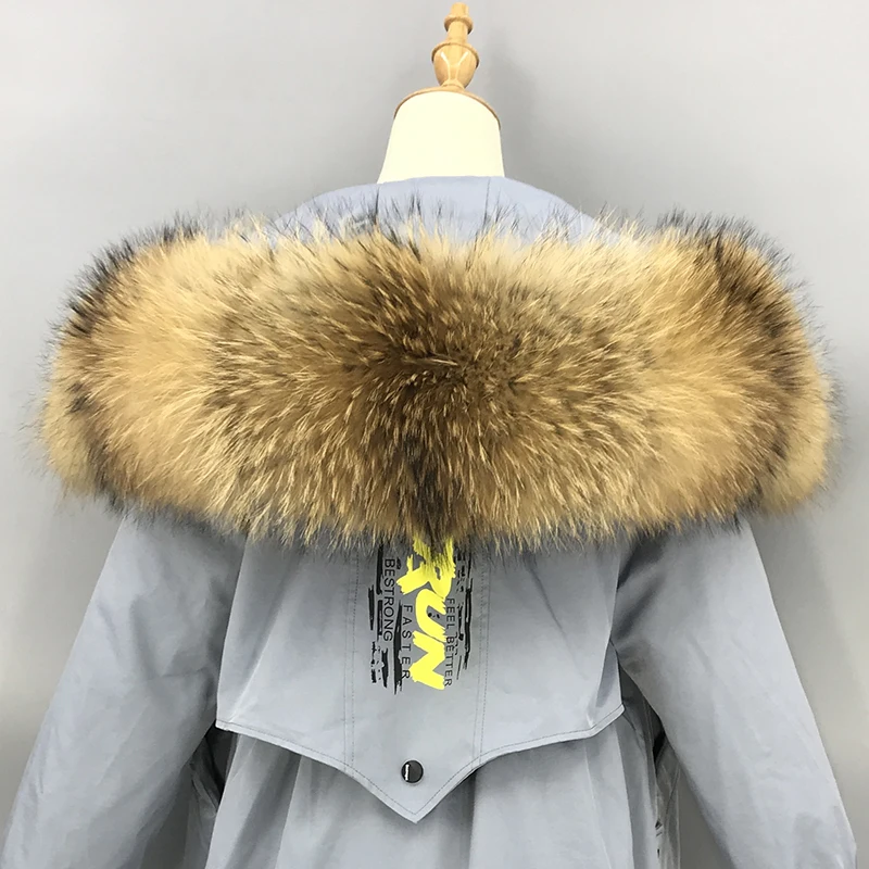 

100% Real Fur Collar For Parkas Coats luxury Warm Natural Raccoon Scarf Women Large Fur Scarves Male Jackets 60cm 65cm 70cm 75cm