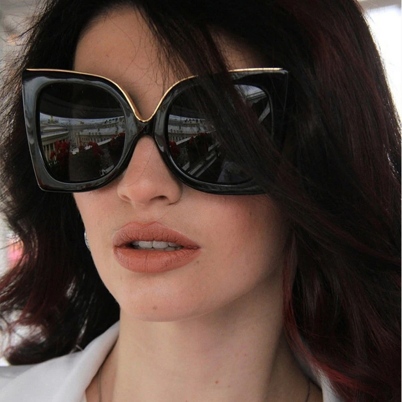 Большие черные солнцезащитные очки с бабочкой кошачий глаз, женские брендовые дизайнерские винтажные градиентные стильные солнцезащитные очки, женские ретро очки
