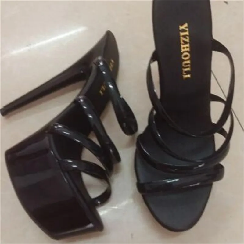 Summer ladies transparent high-heeled sandals, sexy 15cm, crystal stiletto nightclub dancing shoes