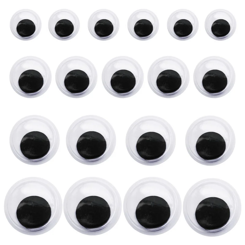 500/1000pcs Round 612mm Plastic Black Selfadhesive Eyes Cabochon