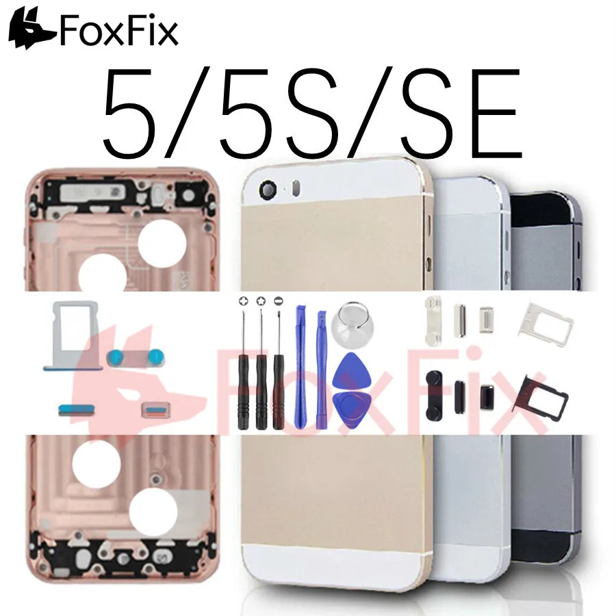 Задняя крышка корпуса для iPhone 5S, задняя крышка батарейного отсека для Apple iPhone 5 5S, задняя крышка корпуса 5G 5SE SE, средняя панель корпуса, замена
