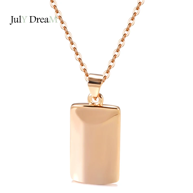 Minimalist Glossy Rose Gold Geometric Pendant Necklace