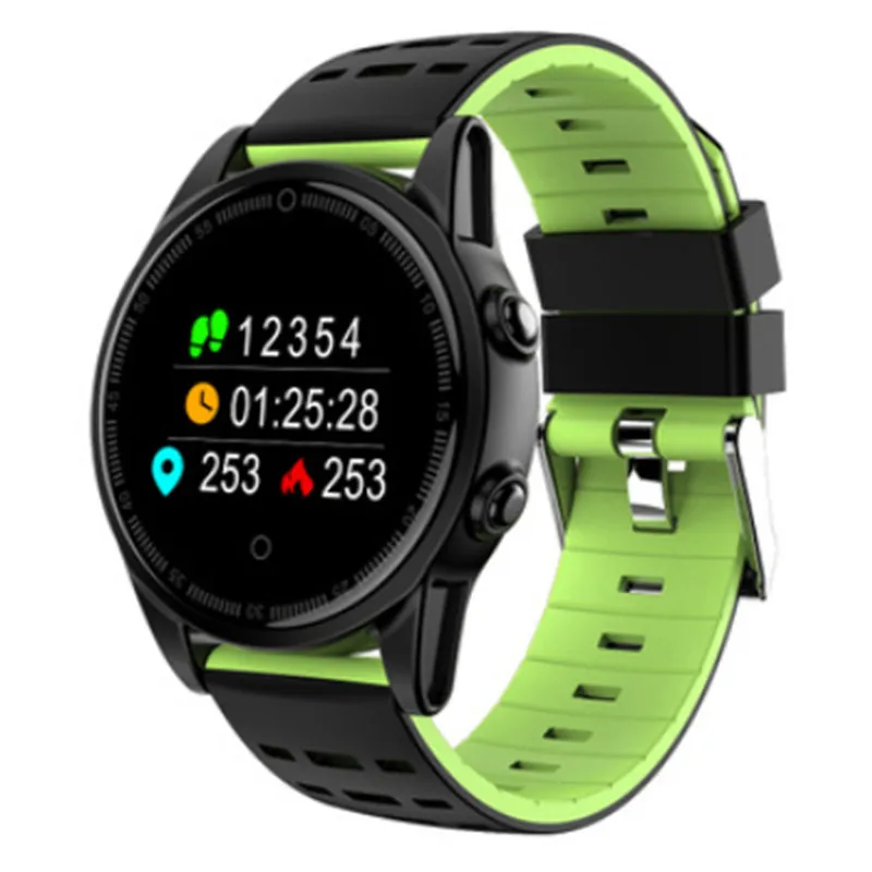 Black and Green Bluetooth Смарт часы кровяное давление монитор сердечного ритма часы фитнес-трекер умный спортивный браслет Smartwatch для iOS Android - Цвет: Black and Green