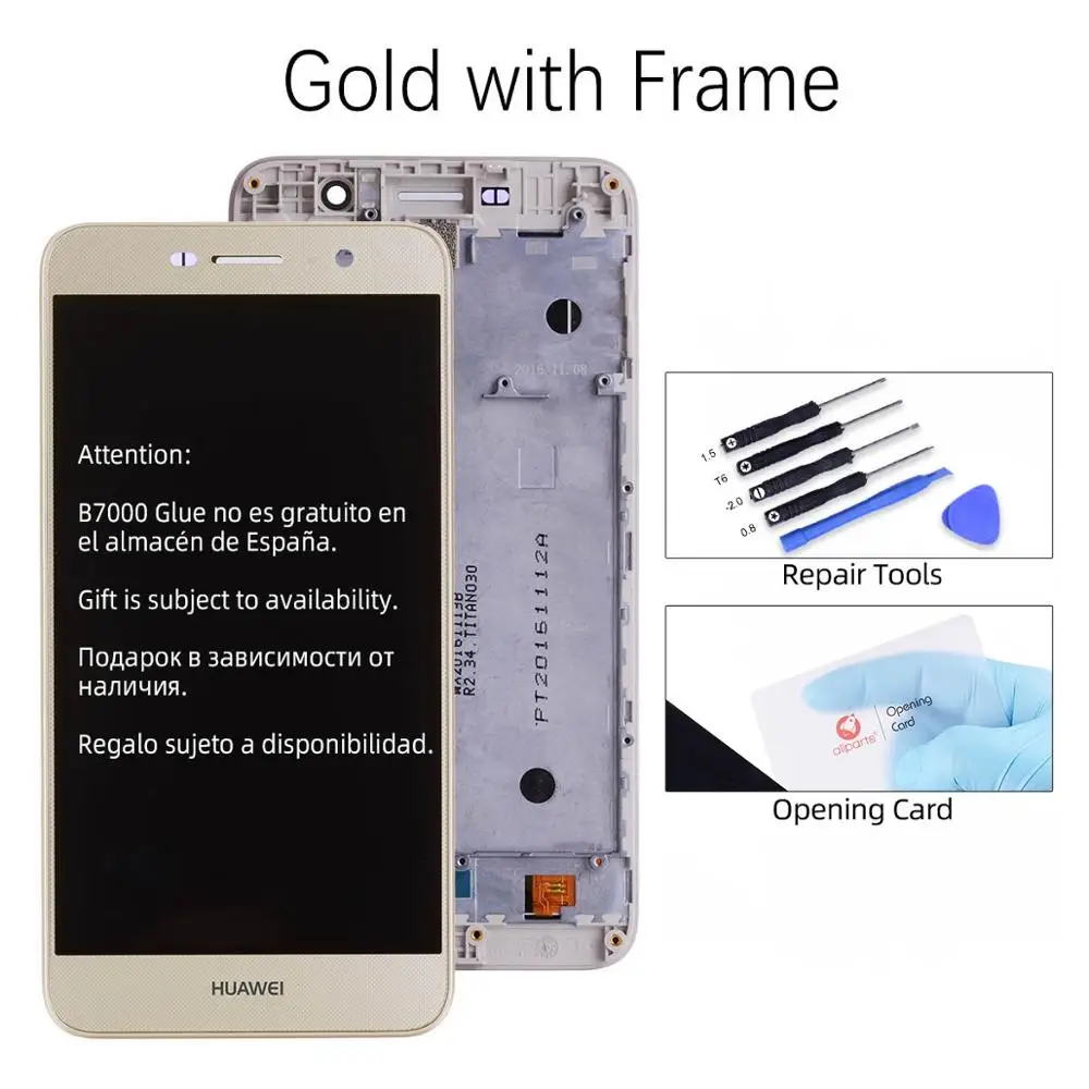 Gold with Frame Дисплей для HUAWEI Honor 4C Pro Y6 Pro TIT-L01 LCD в сборе с тачскрином на рамке 5.0'' черный белый золото - Цвет: Gold with Frame