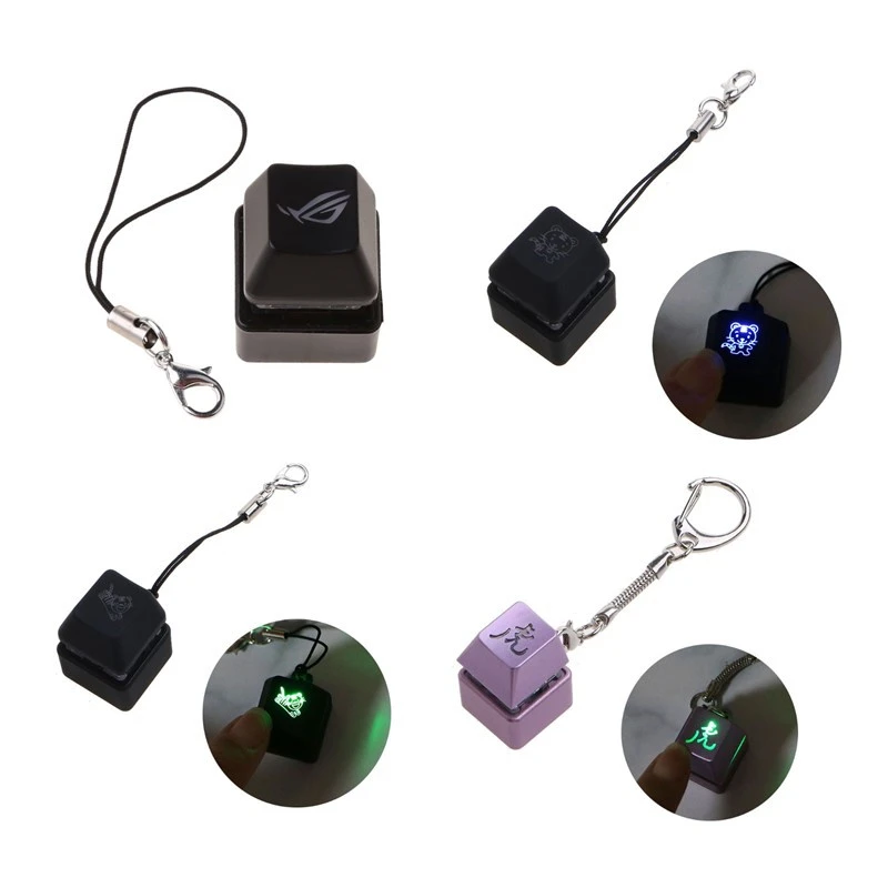 Pc rgb led mechanical keyboard switch keychain light up backlit for 