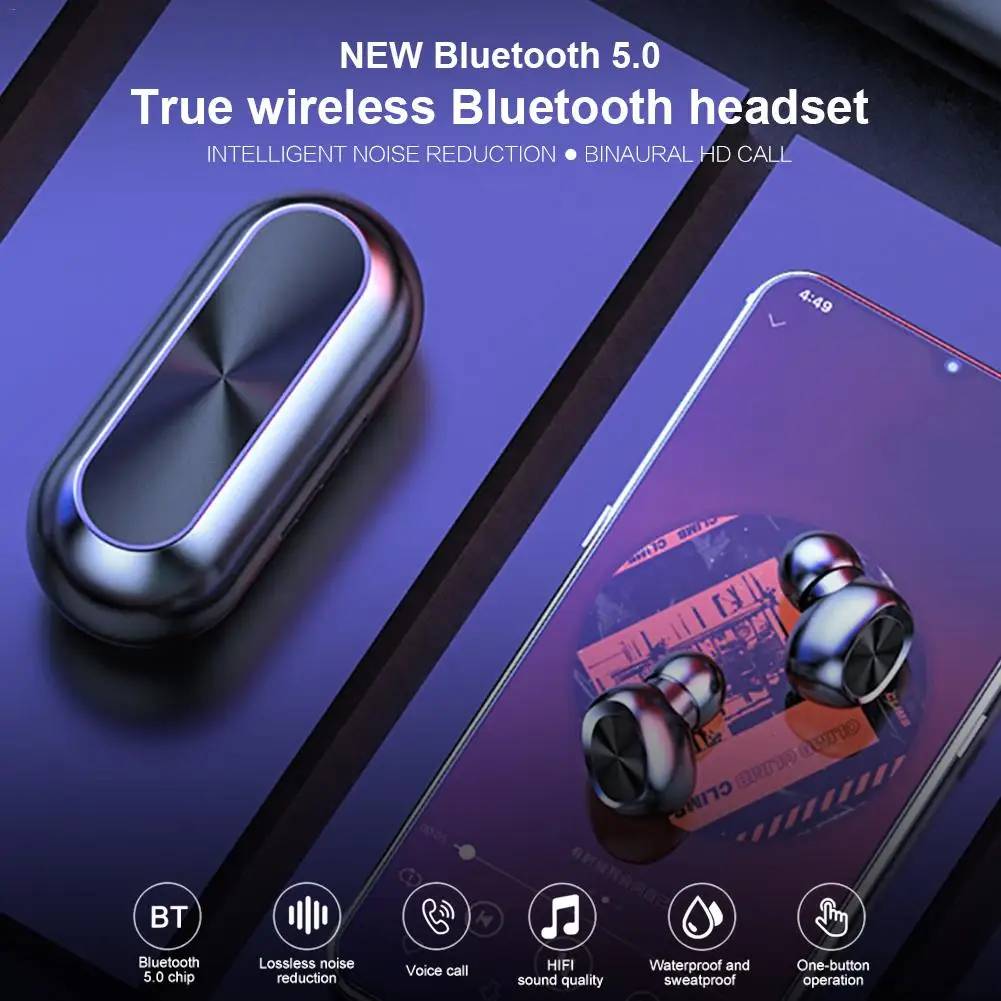 Новые беспроводные Bluetooth наушники 5,0 сенсорные TWS Bluetooth наушники водонепроницаемые 9D стерео музыкальные наушники для домашнего спорта 300 мАч