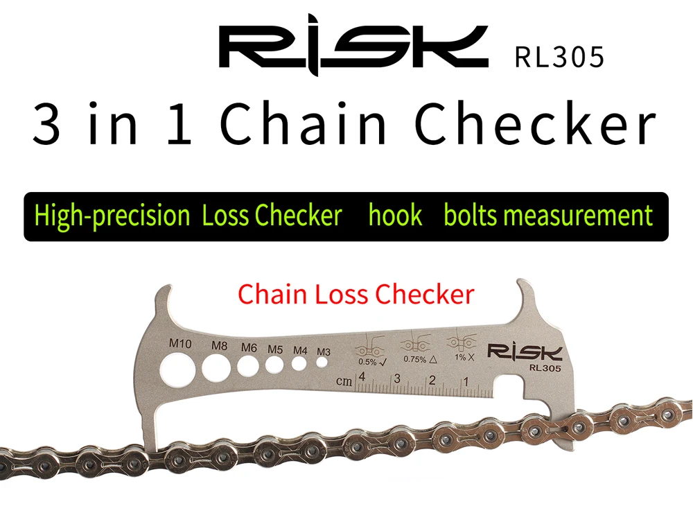 Risk RL305 3 в 1 велосипед цепь Checker индикатор износа цепи крюк болт измерения для 8 9 10 11 скоростей нержавеющая сталь