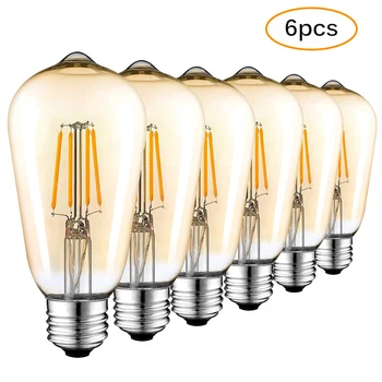 

6 Pack Vintage Edison Bulb E27 ST64 4W Chandelier Pendant Lights LED Lamp Incandescent Light Rope Lamp Holder E27