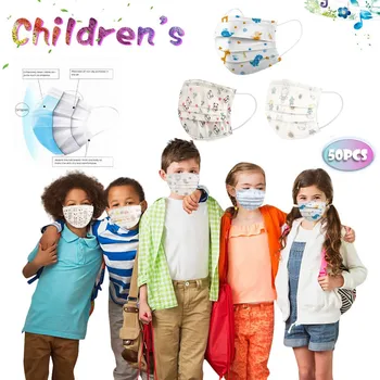 

50PCS Cartoon Kids Disposable Mask Children mask Disposable Face Mask 3Ply Ear Loop Face Mouth Mask Fast Delievry#Y40