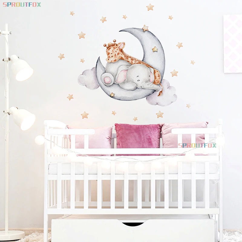 Rabbit Wall Stickers For Children's Room Decorative Vinyl Bear Wall Stickers For Kids Rooms Animal Pattern Wall Stickers Child