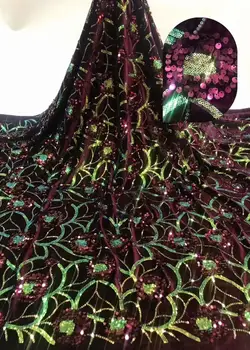 

Velvet Lace Fabric for Dresses Latest Nigerian French Tulle Lace with Sequin High Quality African Sequins Lace Fabric FR1126