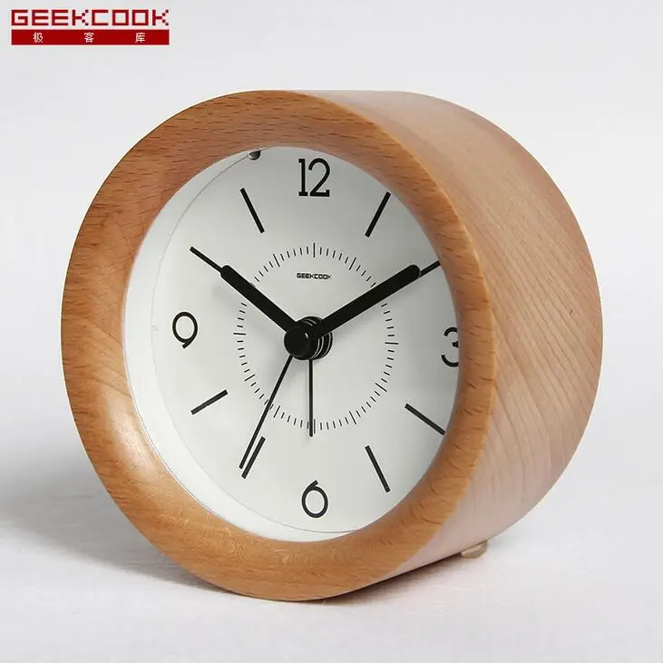 Light Wood Тиканье для прикроватной детской комнаты Настольный Повтор Деревянный Будильник с подсветкой бесшумный не - Цвет: Light Wood